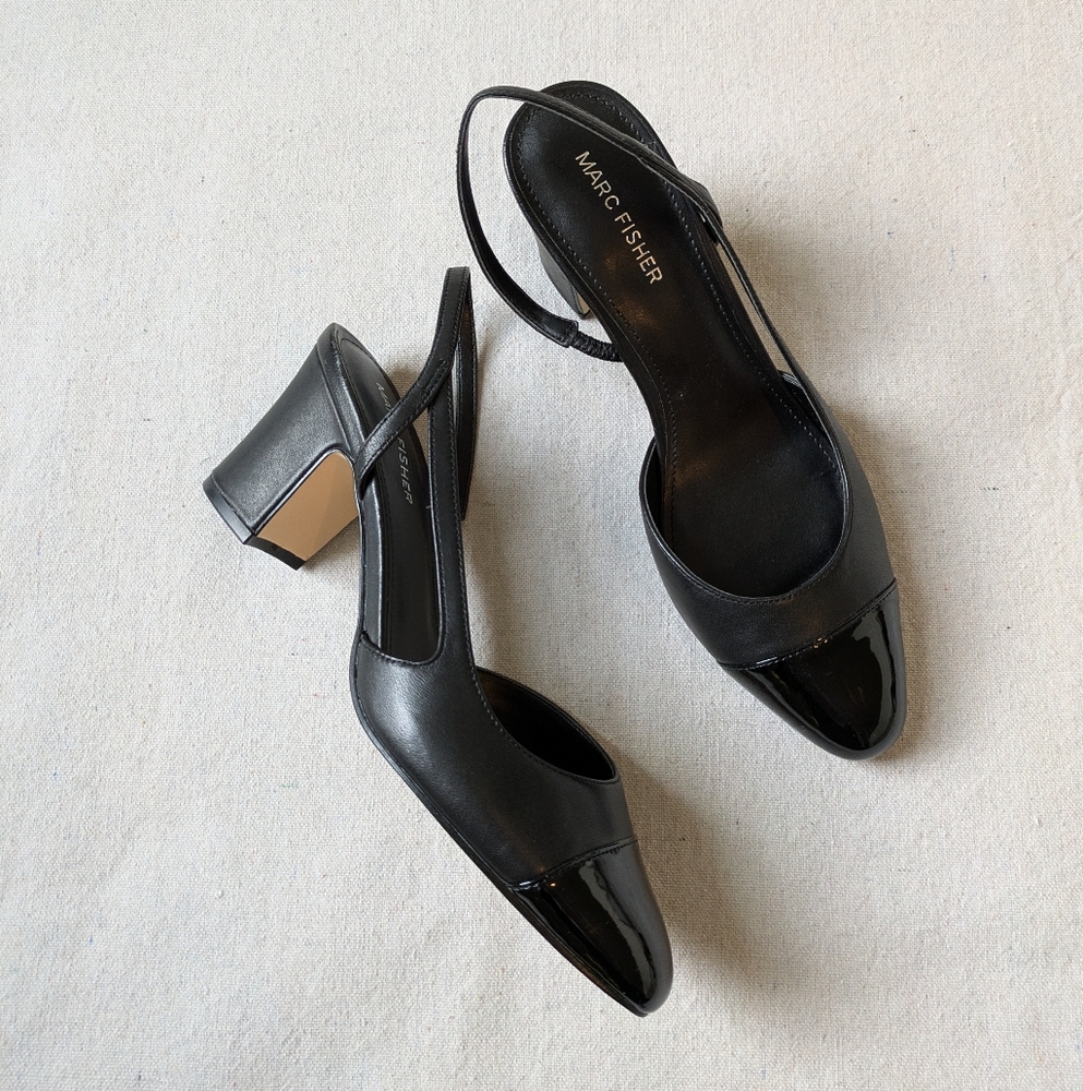 Marc Fisher Laynie Black Slingback Heels
